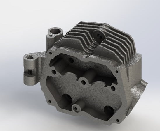 Головка цилиндра, смоделированная в SOLIDWORKS
