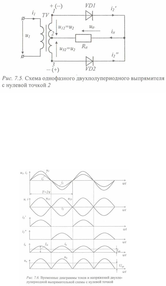 Принцип работы схемы двухполупериодного выпрямителя