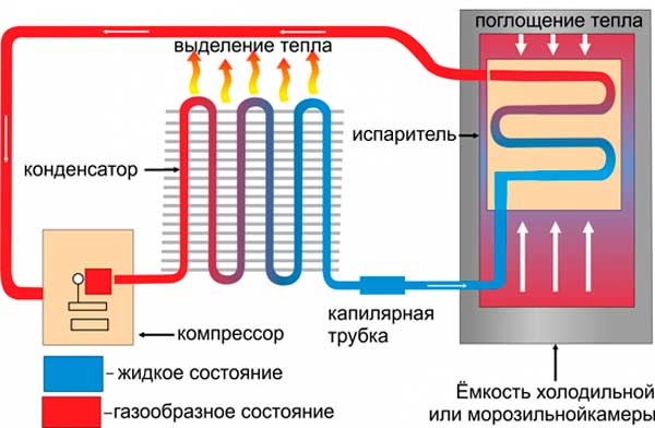 Схема работы двухкамерного холодильника